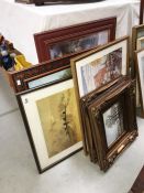 9 assorted framed and glazed prints including railways, trams, RAF etc.