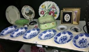 A shelf of china including 6 Ridgeway Windsor low bowls,