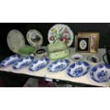 A shelf of china including 6 Ridgeway Windsor low bowls,