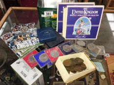 A quantity of coins including commemorative crowns, silver proof & copper etc.