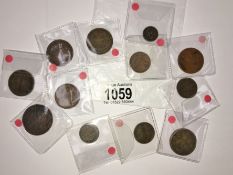 12 19th century Russian copper coins