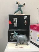 A Coalport Guinness elephant with keeper and zookeeper figures (boxed and with certificates)