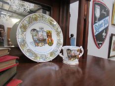 An Aynsley 'The Endeavours of Mankind' Millenium plate and loving cup