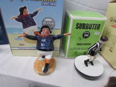 A Royal Doulton Jolly Fisherman Centenary and a Subbuteo player figures (boxed with certificates)