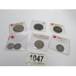 A South African bronze 1898, a silver 3d 1892, A sixpence 1896, a shilling 1892,