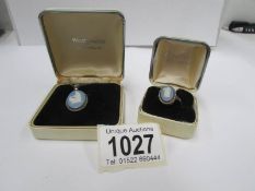 A Wedgwood silver cameo pendant and matching silver cameo ring in original boxes