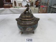 An early 19th century Cloissonne lidded bowl