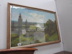 A large oil painting of the Thames circa 1900 signed Lewis A/F