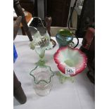 5 late 19th / early 20th century items of glass ware including art nouveau, vaseline a/f,