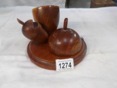 An interesting treen cigarette holder and matchstriker in the form of acorns