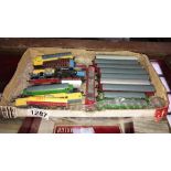 A quantity of die cast Lone Star treble 0 lectric N gauge locomotive, carriages and rolling stock,