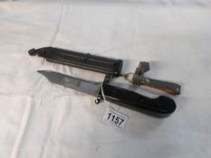 An AKM bayonet with scabbard (possibly East German Type 1 Transitional)