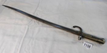 A French model 1866 'Chassepot' Yataghan blade sword bayonet (blade marked on back edge but