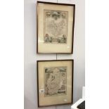 2 framed and glazed maps