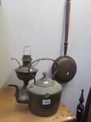 A Victorian copper kettle,