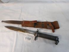 A Swedish Model 1896 Knife bayonet (AKA Swedish Mauser rifle bayonet) with scabbard and frog