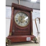 An 8 day silver dial Edwardian mantel clock,