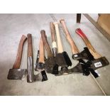 A quantity of metal head axes,