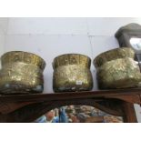 3 large brass jardinieres (possibly middle eastern)