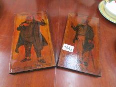 2 Player's cigarette Dicken's caricatures on board,