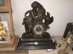A Vincenti clock A/F featuring lady and eagle with 'Medaille D'Argent 1855' stamped on mechanism