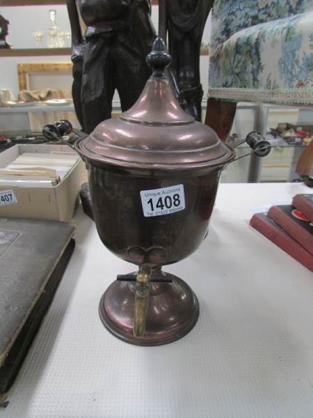 A copper samovar,