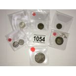 3 Norway silver 10 ore 1883, 1889, 1901, a 25 ore 1900, a 50 ore 1877,