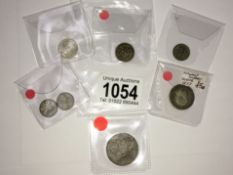 3 Norway silver 10 ore 1883, 1889, 1901, a 25 ore 1900, a 50 ore 1877,