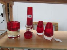 5 pieces of ruby glass