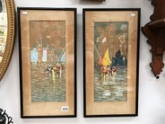 2 early 20th century watercolours of harbour scenes (possibly Black sea) signed A.E.