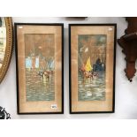 2 early 20th century watercolours of harbour scenes (possibly Black sea) signed A.E.