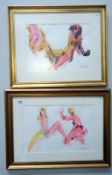 A pair of studio stamped impressionist works in watercolour of seated nudes by Peter Collins A.R.C.