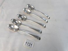 5 Georgian silver spoons, HM London 1787/88.