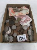 A mixed lot of coins etc
