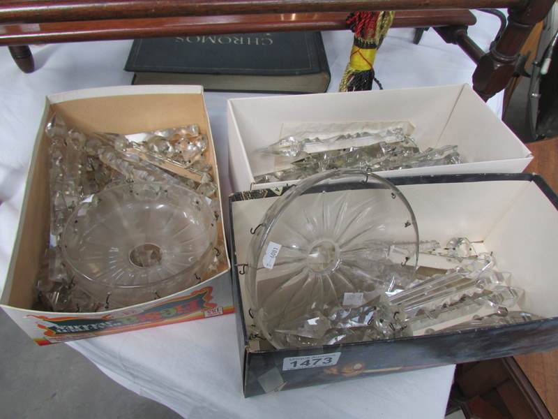 A large quantity of Victorian crystal glass lustre droppers (3 boxes)