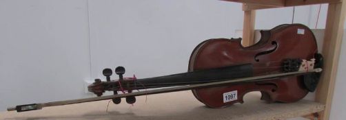 A violin with bow (no makers label)