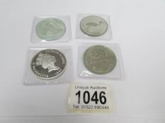 10 Swaziland silver emalangen 1975, a Seychelles silver 25 rupees,