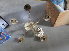 A 5 branch brass ceiling light