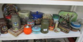 A shelf of old tins