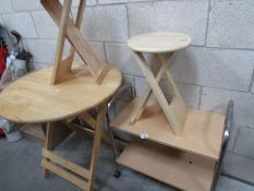 A folding table,