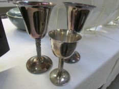 3 hallmarked silver goblets