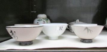 A ginger jar, a lidded pot and 6 Chinese tea bowls,