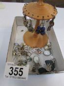 An earring stand and earrings