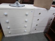 2 white painted chests of drawers