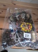 A bag of costume jewellery