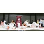 A mixed lot including wine barrel with glasses, teapot's,