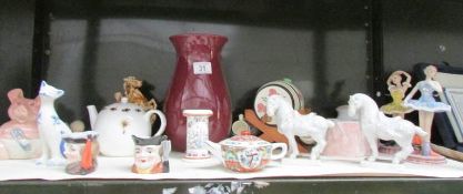 A mixed lot including wine barrel with glasses, teapot's,