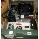 A JVC camcorder, various leads,