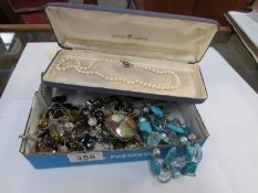 A mixed lot of costume jewellery including cultured pearls