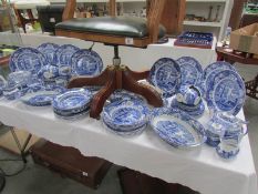 A large quantity of Spode blue and white dinner and tea ware (teapot has chip)